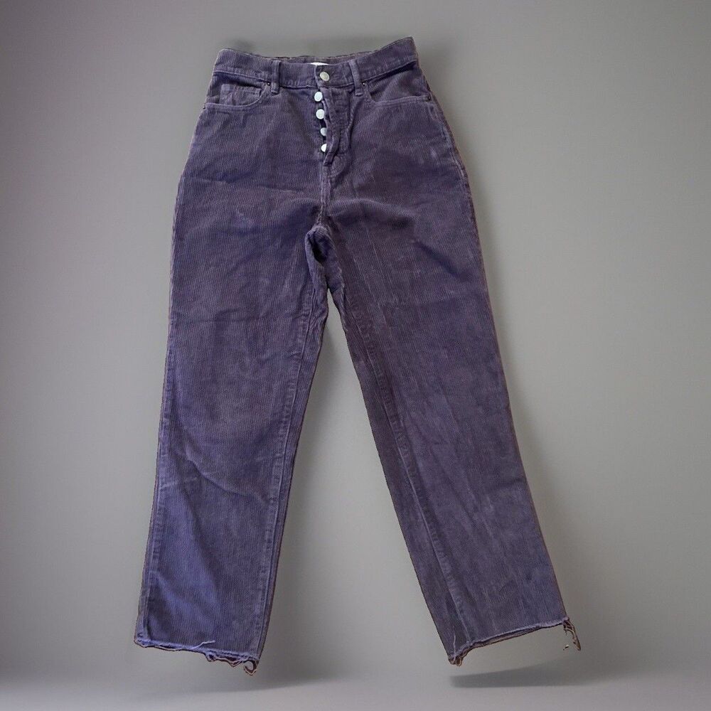 Pacsun Purple Corduroy High Rise Straight Leg Button Fly Size 26 Raw Hem